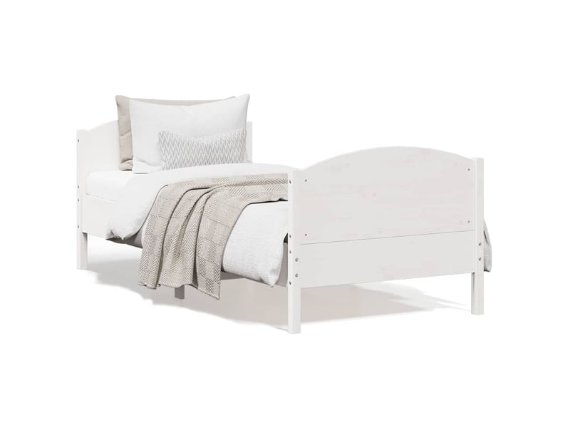  Lit simple- lit adulte -  cadre de lit sans matelas blanc 100x200 cm bois de pin massif  - Conforama A