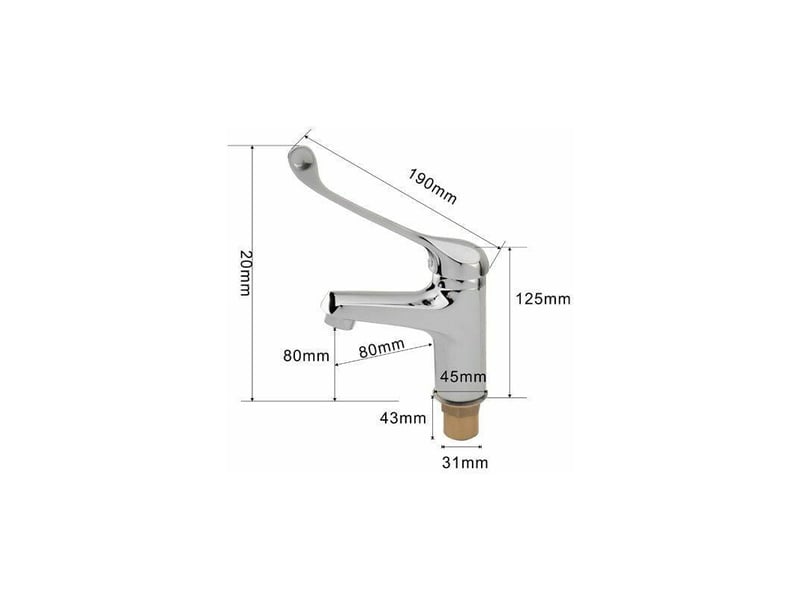  Mitigeur lavabo avec poignée médicale, robinet de salle de bains pmr, chromé, argent - gris  - Conforama C