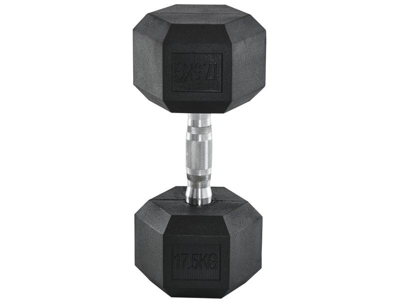 Haltère hexagonal 17,5 kg en fonte noire avec poignée moletée pour entraînement de force polyvalent - Conforama A