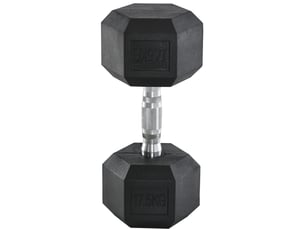 Haltère hexagonal 17,5 kg en fonte noire avec poignée moletée pour entraînement de force polyvalent