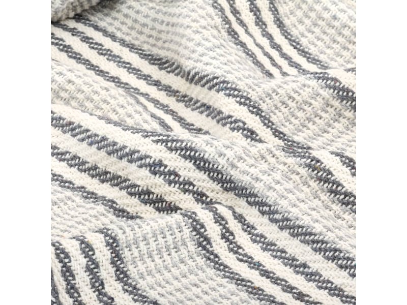  Couverture coton à rayures 160x210 cm gris et blanc  - Conforama E
