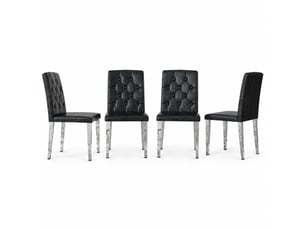 Lot de 4 chaises de salle à manger,42x46x89 cm,similicuir et métal argenté,noir