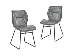 Lot de 2 chaises de salle à manger en similicuir gris avec structure en métal