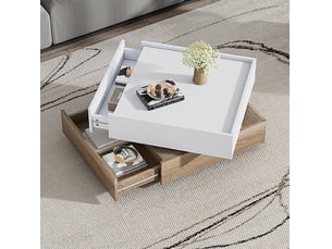 Table basse carré(e) coloris bicolore MEUBLIV - 60 cmx60 cm