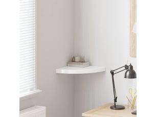 Étagère d'angle flottante, étagère murale blanc brillant 35x35x3,8 cm mdf cf41376