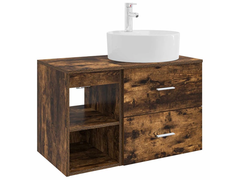Ensemble de mobilier de salle de bain 2 pcs chêne fumé shl6890 - Conforama A