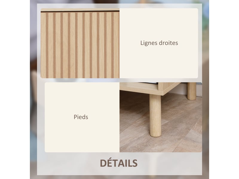  Table de chevet table de nuit avec tiroirs et niches, table d'appoint style moderne pour chambre à coucher, salon, finition bois naturel, dim. 47 x 47 x 50 cm  - Conforama R