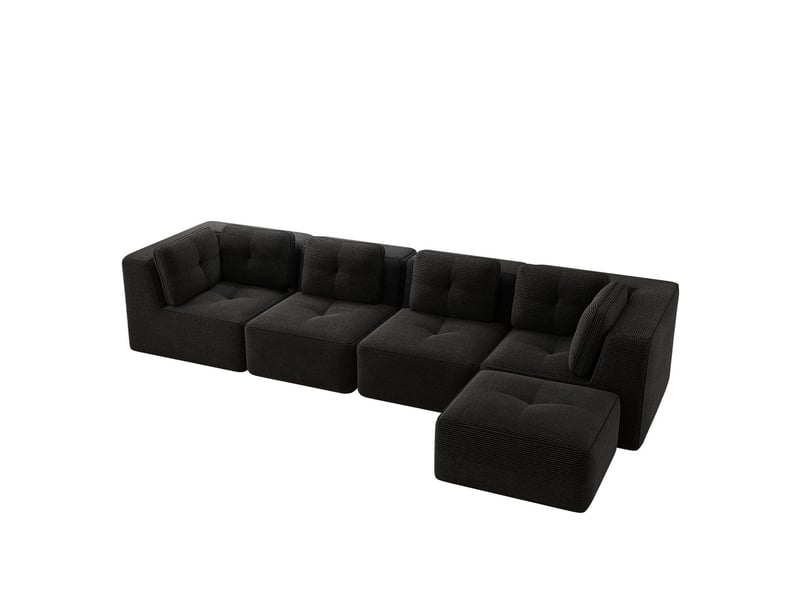  Canapé modulable confortable assise profonde coussins moelleux revêtement en velours côtelé sans montage antidérapant sans structure  - Conforama A