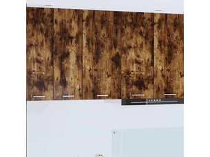 Meuble de rangement cuisine, armoire suspendue chêne fumé et blanc 40x31x80cm
