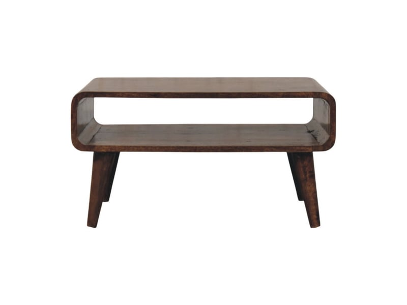  Artisan furniture bois massif table basse bord arrondi, marron  - Conforama A