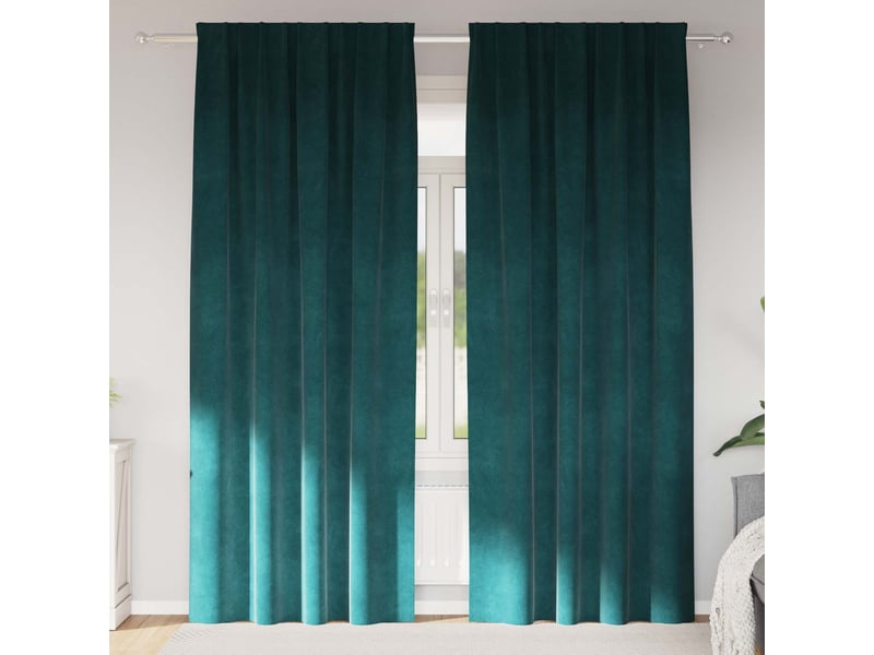 Lot de 2 rideaux, rideaux de fenêtre vert foncé 140 x 260 cm velours cf44131 - Conforama B
