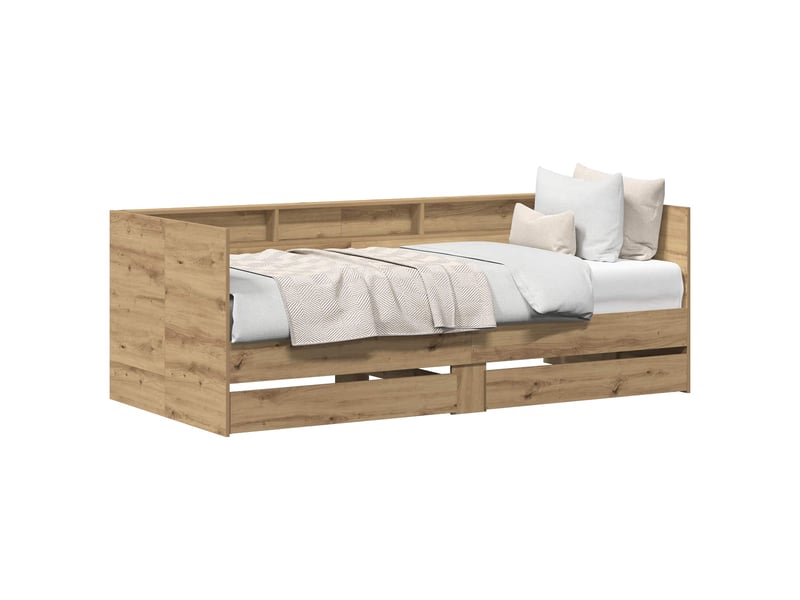  Lit simple- lit adulte -  lit d'appoint chêne artisanal 100 x 200 cm bois d'ingénierie  - Conforama A