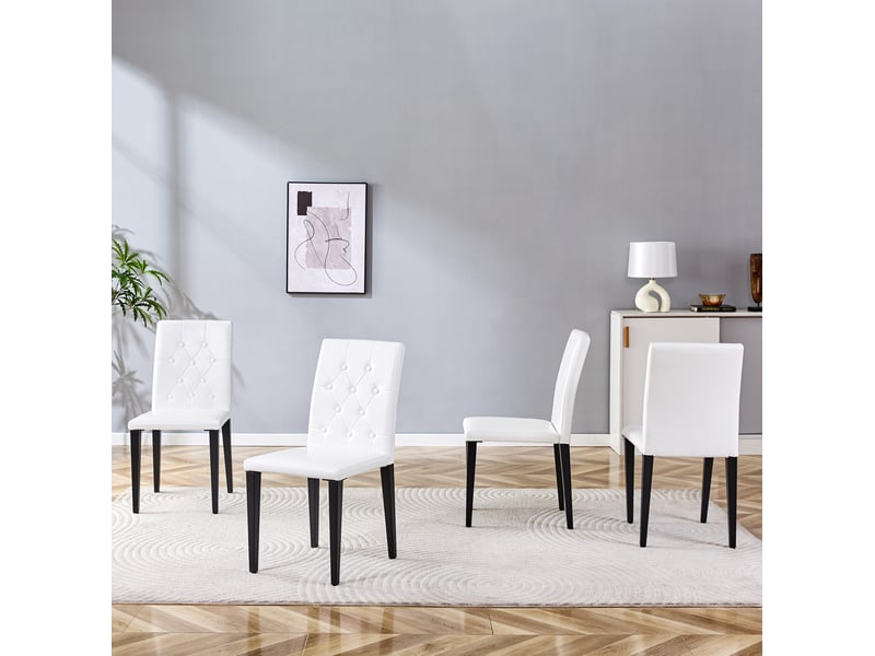  Lot de 4 chaises de salle à manger blanches et noires en polyuréthane  - Conforama B