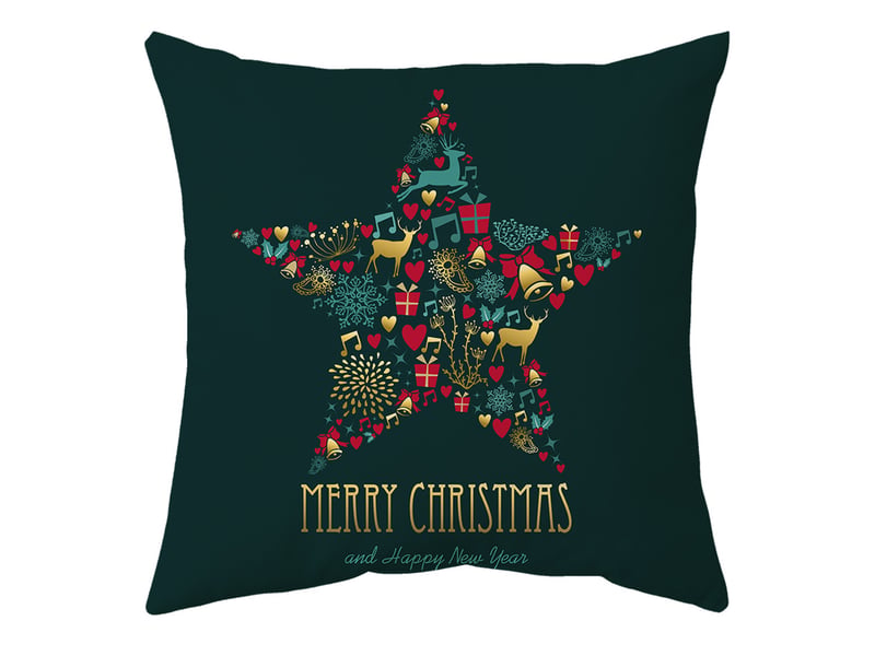  Housses de coussin joyeux noël - lot de 4 housses de coussin décoratives de noël avec cerf pour canapé, chambre et décoration intérieure, 45 x 45 cm, vert  - Conforama E
