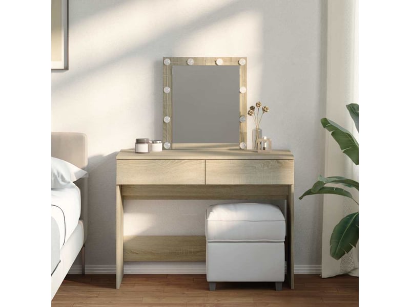  Coiffeuse, table de maquillage avec led chêne sonoma 100x40x130 cm shl96565  - Conforama B