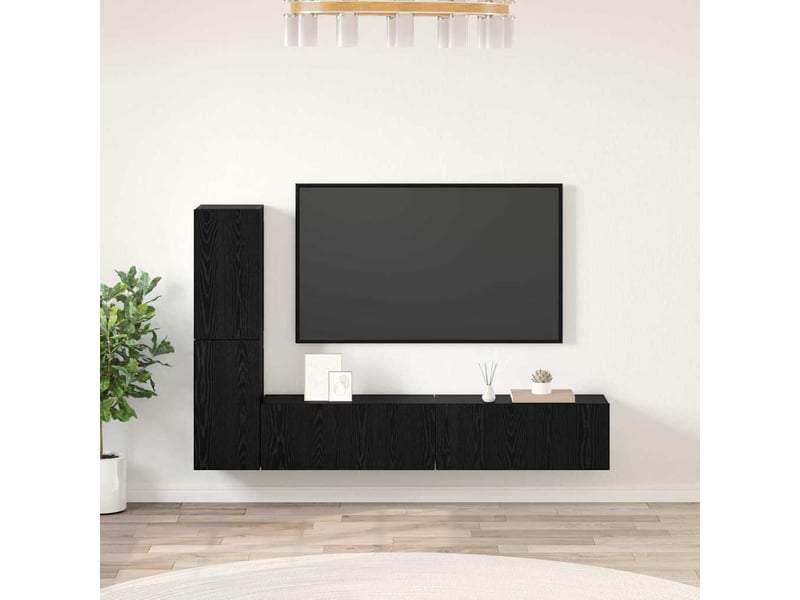  Meuble tv - banc tv - meuble de rangement mural 2 pcs chêne noir bois d'ingénierie  - Conforama B