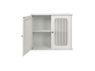 Armoire de salle de bain murale à 2 portes persiennées avec étagère, rangement pratique blanc en mdf, 60 × 20 × 52 cm