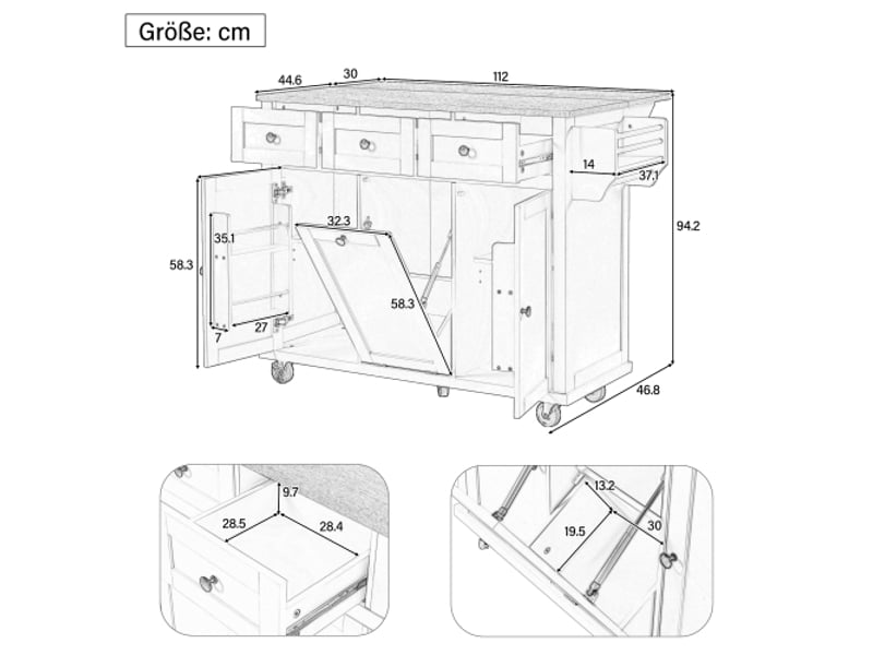  Desserte 3 portes 3 tiroirs coloris blanc mdf desserte blanc - Conforama C