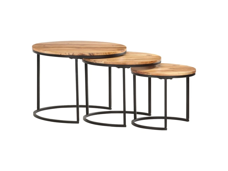  Tables gigognes 3 pcs | table de salon bois d'acacia massif  - Conforama A