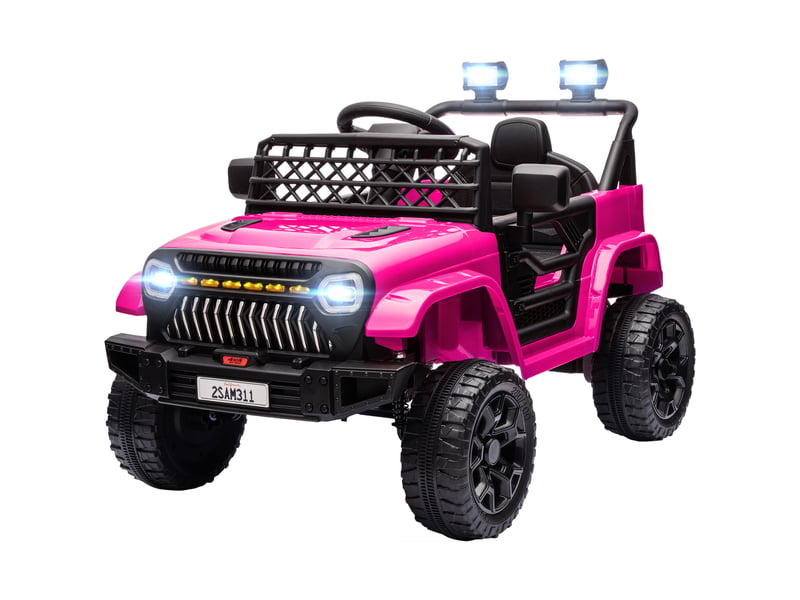 Voiture électrique pour enfants 12 v avec télécommande 2,4 ghz, 2 moteurs, klaxon, lumières led, musique, pour les 3-8 ans, rose - Conforama B
