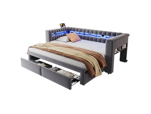 Lit extensible 90x190 cm DESVIAE coloris gris