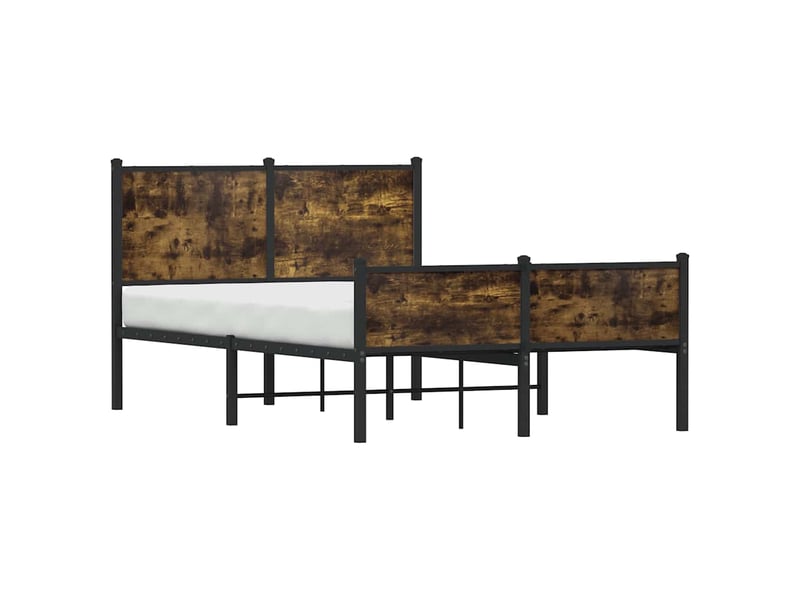  Lit double- lit adulte -  cadre de lit en métal sans matelas chêne fumé 120x190 cm  - Conforama C