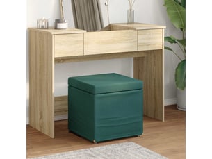 Tabouret bas, ottoman vert foncé 41x41x40 cm tissu et bois stratifié