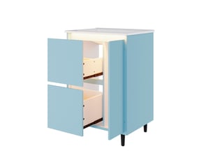Meuble de salle de bain avec vasque céramique 2 tiroirs 1 porte bleu 61x46.5x87 cm
