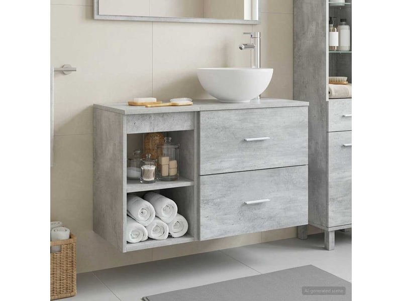 Ensemble de mobilier de salle de bain 2 pc gris béton cf64141 - Conforama B