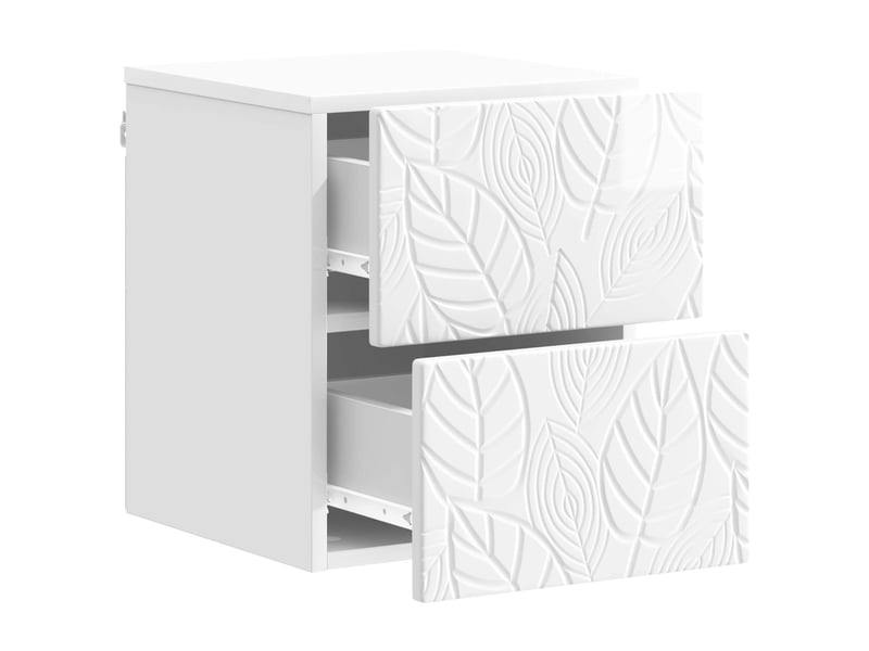  Table de chevet - cabinet de chevet - table de nuit mural 2 pièces blanc brillant  - Conforama D