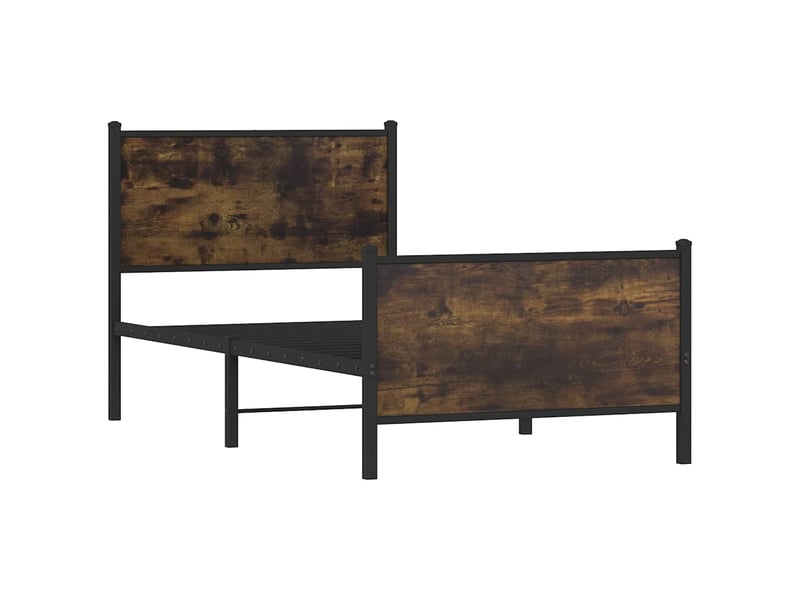  Lit simple- lit adulte -  cadre de lit en métal sans matelas chêne fumé 80x200 cm  - Conforama B