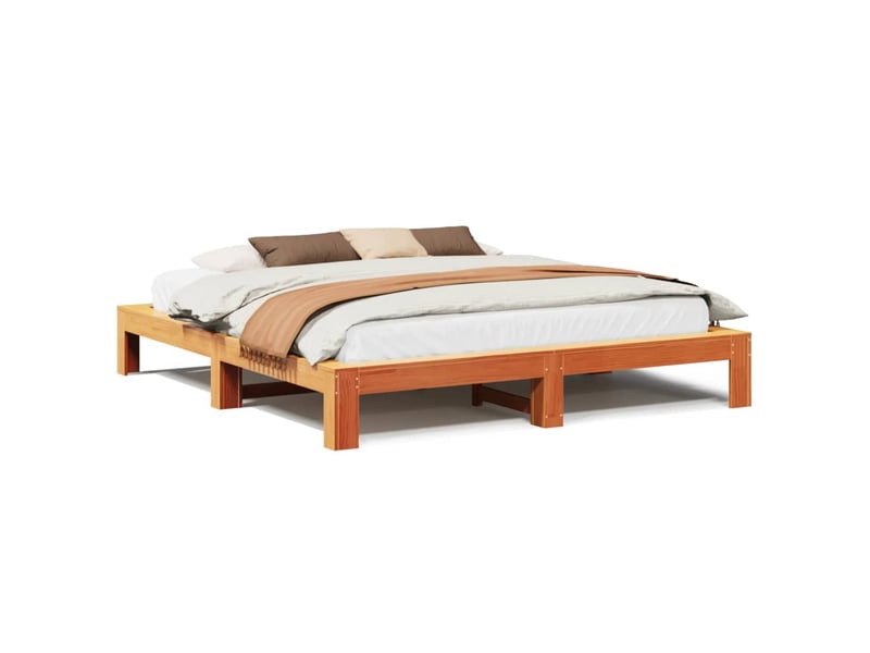  Lit double- lit adulte -  cadre de lit sans matelas  marron 180x200cm bois pin massif  - Conforama A