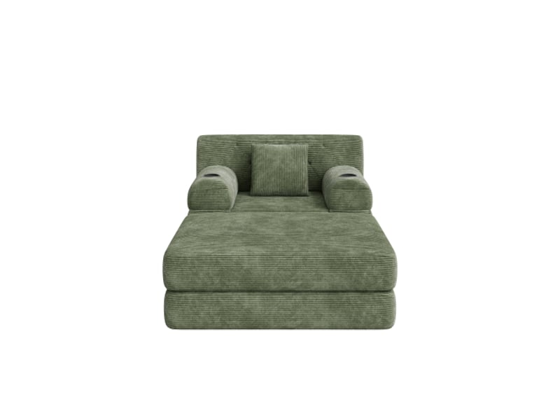 Fauteuil-lit convertible en velours côtelé - fonction couchage - dossier haut - mousse haute densité 107x162x81cm - Conforama A