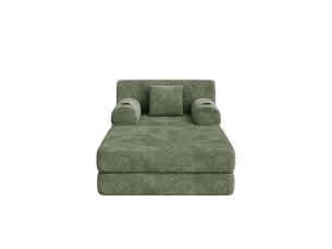 Fauteuil-lit convertible en velours côtelé - fonction couchage - dossier haut - mousse haute densité