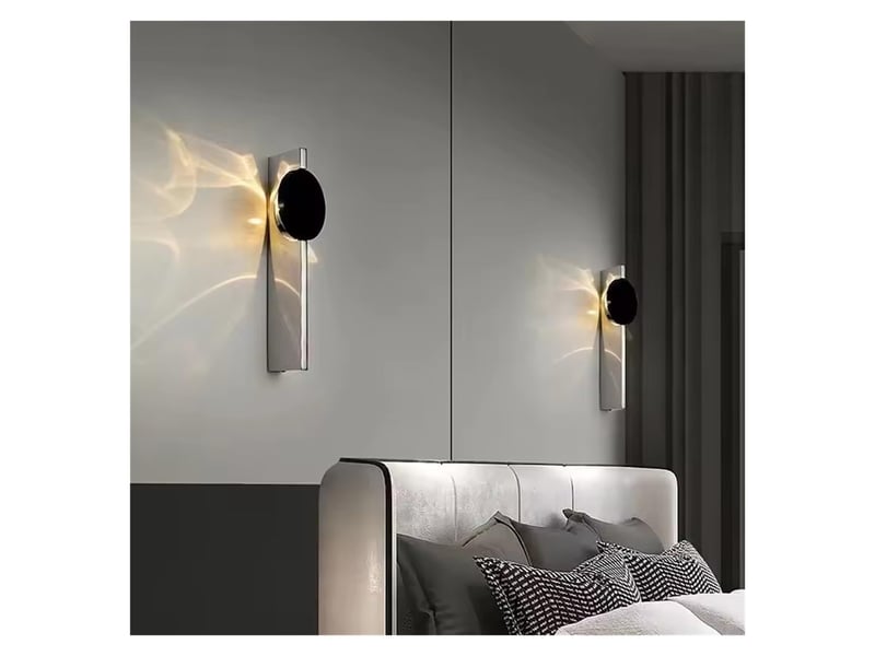  Applique murale rotative en acier inoxydable – jeu d'ombre et lumière, pour salon, chambre et ambiance-modèle 1 - 33 cm  - Conforama E