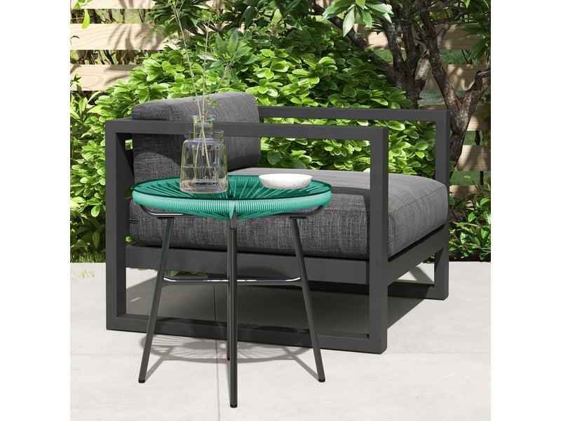  Table basse de jardin ronde métal vert 50x50x50cm  - Conforama D