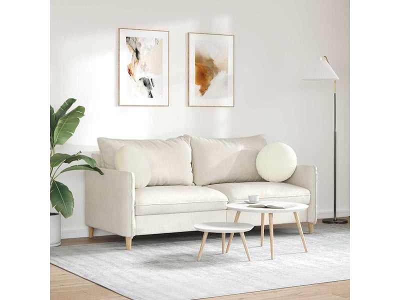  Lot de 2 coussins de siège, coussins décoratifs crème ø 40 x 13 cm velours cf59928  - Conforama D