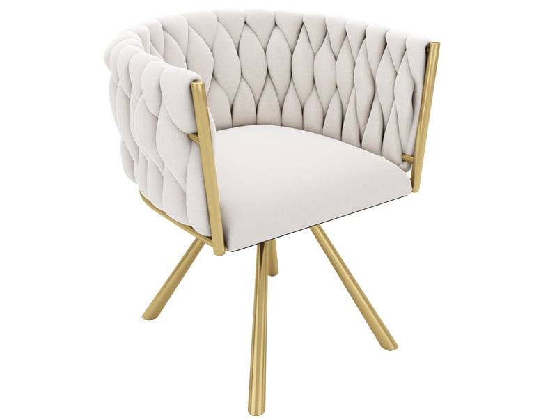  Chaise de salle à manger pivotante 59x54x72 cm avec revêtement tissu velours acier beige et doré lot de 4  - Conforama A