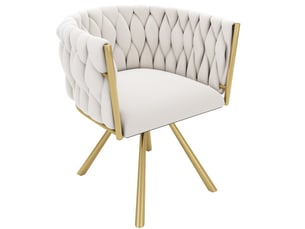 Chaise de salle à manger pivotante 59x54x72 cm avec revêtement tissu velours acier beige et doré lot de 4