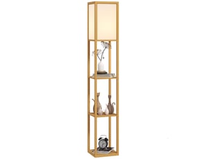 Lampadaire avec compartiments de rangement, ampoule e27, pour salon, chambre, bureau, naturel