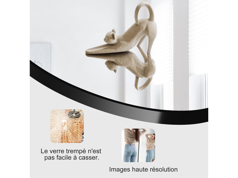 Miroir pleine longueur arqué 177 x 77 cm miroir mural salon avec cadre en aluminium, verre trempé - Conforama W