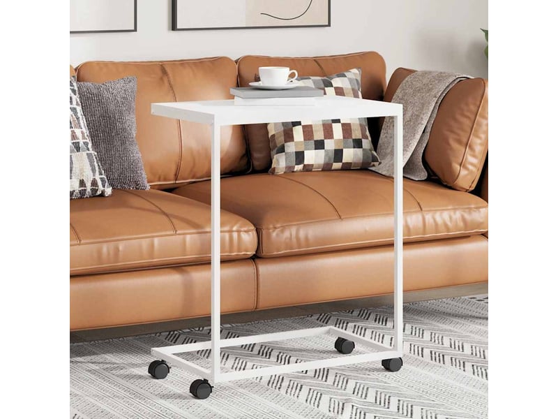  Table d'appoint | bout de canapé table basse avec roues blanc 55x35x70 cm bois d'ingénierie shl7218  - Conforama B