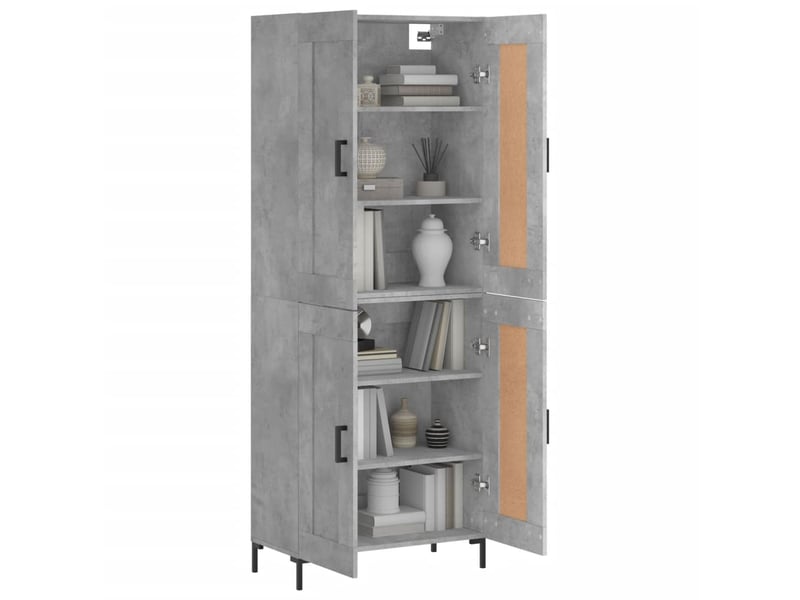  Buffet haut - bahut - meuble de rangement gris béton 69,5x34x180 cm bois d'ingénierie  - Conforama C