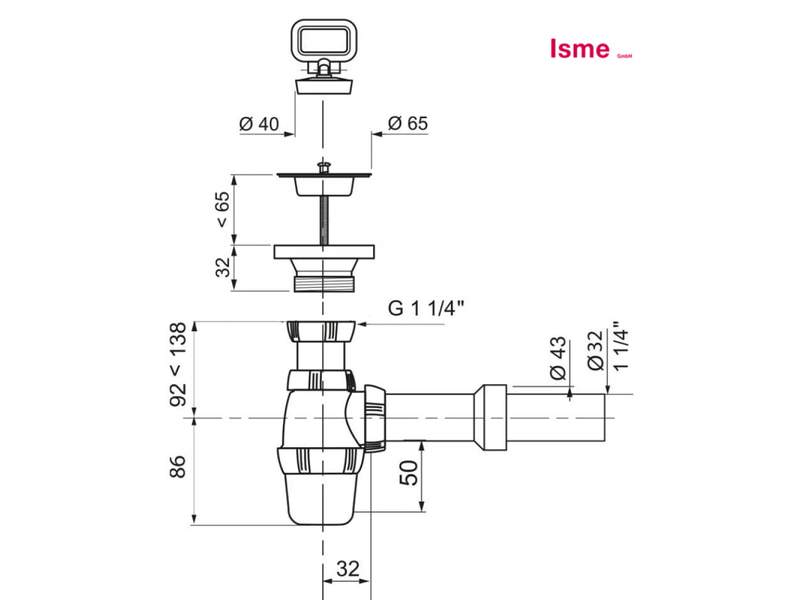  4396111 schläfer | set de siphon de lavabo de salle de bain avec drain, drain universel pour évier en pp, plastique  - Conforama B