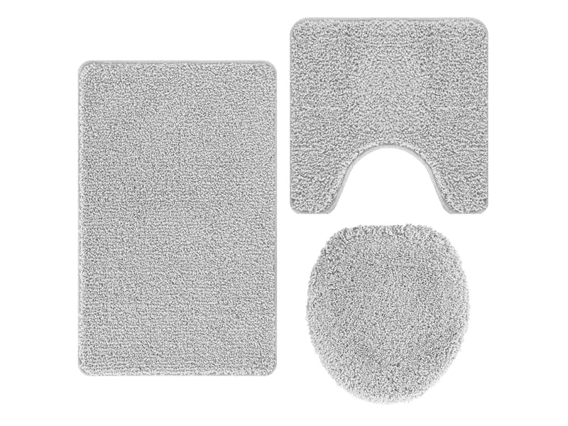  Ensemble de tapis de bain antidérapants 3 pc gris 50 x 80 cm pp cf64752  - Conforama A