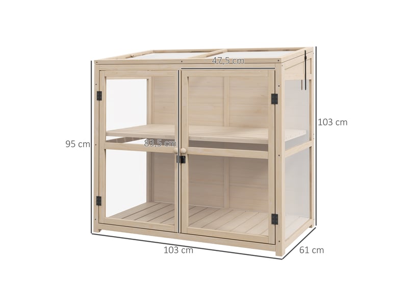  Jardinière surélevée sous châssis, résistante aux intempéries, 2 niveaux, en bois d'épicéa, 103 x 61 x 103 cm, naturelle  - Conforama E