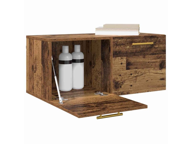  Meuble mural, rangement salon 80 x 36.5 x 35 cm bois d'ingénierie bois ancien shl8289  - Conforama C