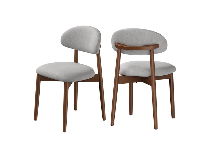  Lot de 2 chaises de salle à manger en tissu chenille, pieds en bois massif，43 x 51 x 83 cm，gris  - Conforama A
