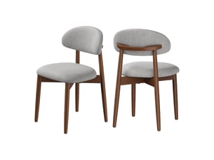 Lot de 2 chaises de salle à manger en tissu chenille, pieds en bois massif，43 x 51 x 83 cm，gris
