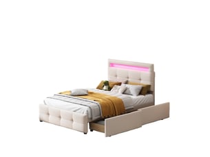 Lit simple 90x200 cm WISHDOR coloris beige